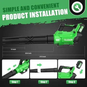 FAJOMRI Cordless Leaf Blower - 580CFM & 3 Speeds