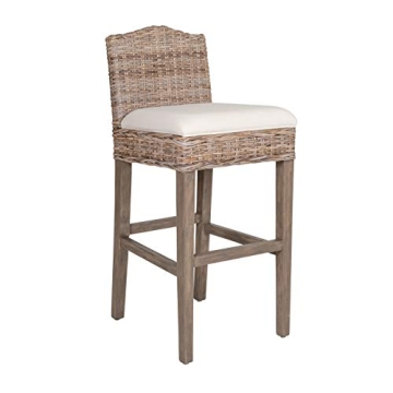Handcrafted Rattan Bar Stool - East at Main Nisha (Brown) | 18" W x 20" D x 41" H
