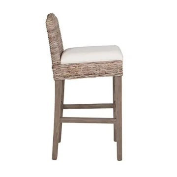 Handcrafted Rattan Bar Stool - East at Main Nisha (Brown) | 18" W x 20" D x 41" H