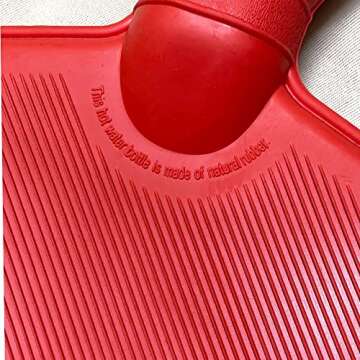 Large Classic Non-Toxic Natural Rubber Hot Water Bottle with Heart Red Knit Cover, 2L Pain Relief fr...