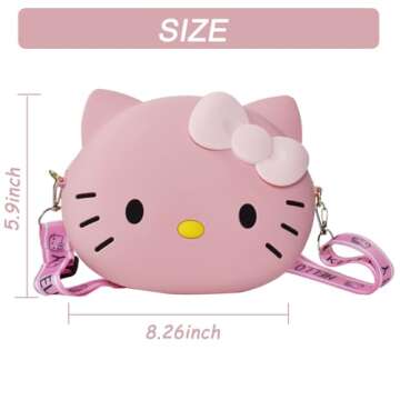 ENENSET Kawaii Kitty Bag with Adjustable Shoulder Strap, Zipper Handbag Cute Kitty Coin Wallet Purse...