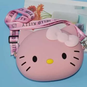 ENENSET Kawaii Kitty Bag with Adjustable Shoulder Strap, Zipper Handbag Cute Kitty Coin Wallet Purse Shoulder Bag, Coin Pouch for Gifts Women Birthday - Pink