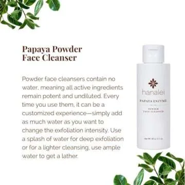 Hanalei Cruelty-Free and Paraben - Free Papaya Powder Face Cleanser, Gentle Everyday Cleansing, Non-Striping and Hydrating, All Skin Types, Full Size (60 g)