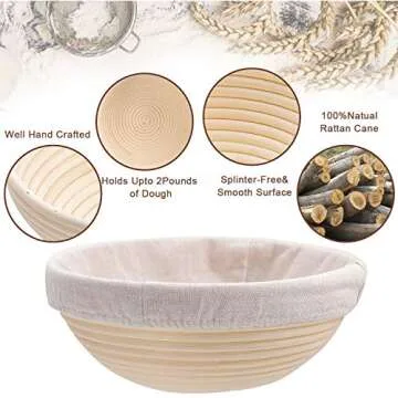Wwyybfk Banneton Bread Proofing Basket, Sourdough Bread Baking Supplies, 9" Sourdough Bread Proofing Basket Baking Set