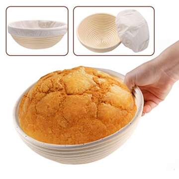 Wwyybfk Banneton Bread Proofing Basket, Sourdough Bread Baking Supplies, 9" Sourdough Bread Proofing Basket Baking Set
