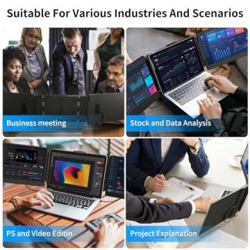 BOSII Laptop Screen Extender Portable - 14 Inch Triple IPS FHD 1080P HDMI/USB-A/Type-C Extended Monitor for Laptops (Maximum Length: 15.74") Compatible with Windows Mac Travel Work