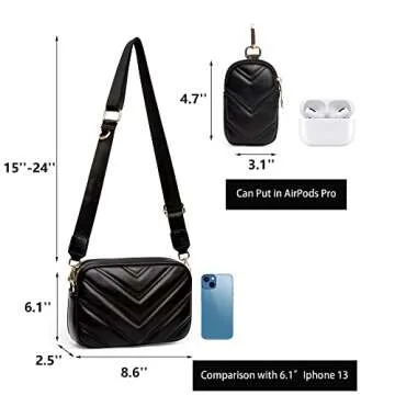 Stylish Chevron Crossbody Bag with Coin Purse for Women