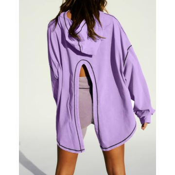 TERIVEEK Women Open Back Workout Hoodie - Stylish & Comfy