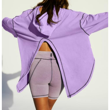 TERIVEEK Women Open Back Workout Hoodie - Stylish & Comfy