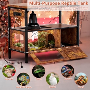 Hyomdeck 40 Gallon Stand with Outlet & LED Lights