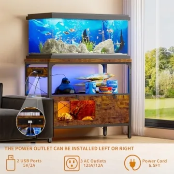 Hyomdeck 40 Gallon Stand with Outlet & LED Lights