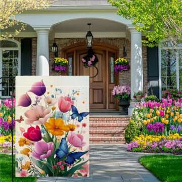Vibrant Double-Sided Floral Garden Flag - 12x18 Inch for Spring/Summer