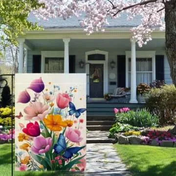 Colorful Outdoor Burlap Garden Flag 12x18 Inch