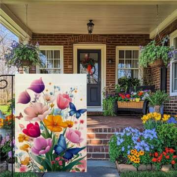 Colorful Outdoor Burlap Garden Flag 12x18 Inch