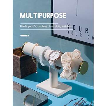 Ausalivan Bracelet Holder Stand,Bracelet Organizer Display for Selling,Bangle Organizer for Women,Watch Storage Holder for Men,Jewelry Business Supplies (Beige + metal lid)