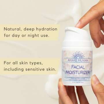 Natural Face Moisturizer for Dry Sensitive Skin - Organic Natural Face Cream - Facial Aloe & Green T...