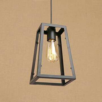 Ruanpu Adjustable Industrial Single Pendant Light with Novelty Lantern Wire Metal Cage for Indoor Li...