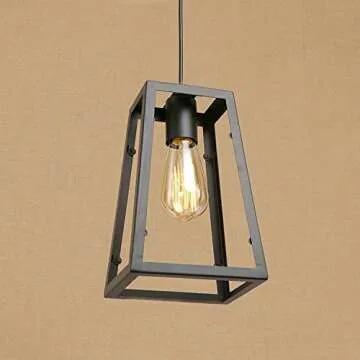 Ruanpu Adjustable Industrial Single Pendant Light with Novelty Lantern Wire Metal Cage for Indoor Li...