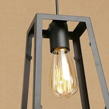 Ruanpu Adjustable Industrial Single Pendant Light with Novelty Lantern Wire Metal Cage for Indoor Lighting Black