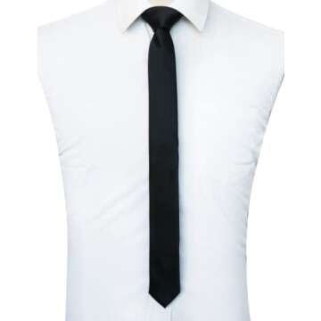 RBOCOTT Black Skinny Tie Slim Necktie for Men Party and Business