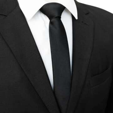 RBOCOTT Black Skinny Tie Slim Necktie for Men Party and Business