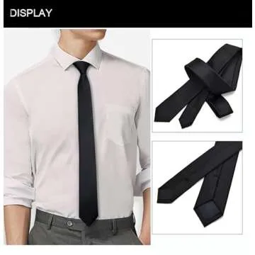RBOCOTT Black Skinny Tie Slim Necktie for Men Party and Business
