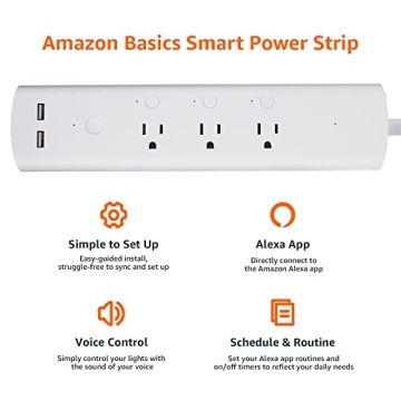 Amazon Basics Smart Plug Power Strip with 3 Outlets
