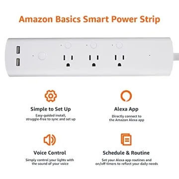 Amazon Basics Smart Plug Power Strip with 3 Outlets