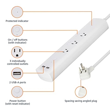 Amazon Basics Smart Plug Power Strip with 3 Outlets