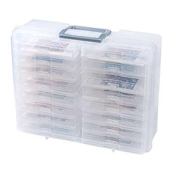 novelinks Photo Case 4" x 6" Photo Box Storage - 16 Inner Photo Keeper Photo Organizer Cases Photos Storage Containers Box for Photos (Clear-Silver Handle)