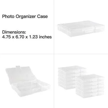novelinks Photo Case 4" x 6" Photo Box Storage - 16 Inner Photo Keeper Photo Organizer Cases Photos Storage Containers Box for Photos (Clear-Silver Handle)