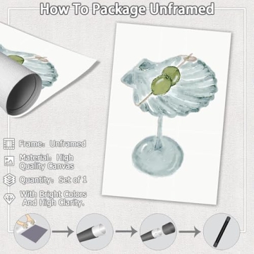 Funky Seashell Martini Wall Art for Trendy Home Decor