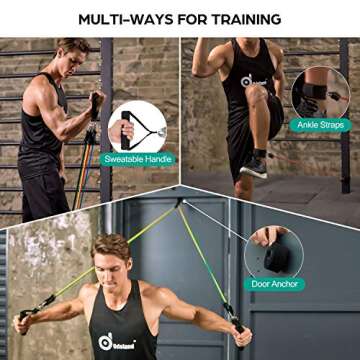 Odoland 16pcs Resistance Bands Set for Home Fitness Training