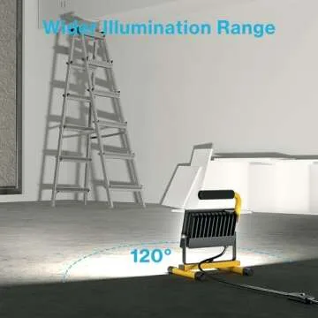 Olafus 60W LED Work Lights, 6000LM Portable Flood Light with Plug, 5000K Daylight, IP65 Waterproof Adjustable Job Site Lighting for Construction Site, Garage, Workshop, Jetty