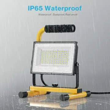 Olafus 60W LED Work Lights, 6000LM Portable Flood Light with Plug, 5000K Daylight, IP65 Waterproof Adjustable Job Site Lighting for Construction Site, Garage, Workshop, Jetty