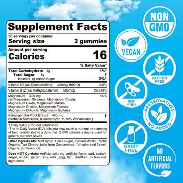 Magnesium Gummies 400mg | as 8 Forms of Magnesium Glycinate, Malate, Citrate, Taurate, Oxide, and Mo...