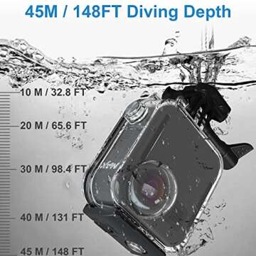 FitStill Waterproof Case for Go Pro Max Action Camera, Underwater Diving Protective Shell 45M with Touchscreen Bracket Accessories