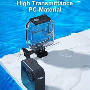 FitStill Waterproof Case for Go Pro Max Action Camera, Underwater Diving Protective Shell 45M with Touchscreen Bracket Accessories