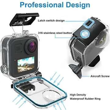 FitStill Waterproof Case for Go Pro Max Action Camera, Underwater Diving Protective Shell 45M with Touchscreen Bracket Accessories