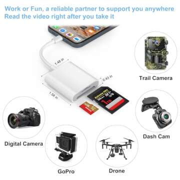 SZHAIYIJIN SD Card Reader for iPhone, Memory Card Reader with Dual Slot for SD/TF Card Plug and Play Trail Game Camera SD Card Viewer Lightning to MicroSD Card Camera Adapter for iPad No App Required