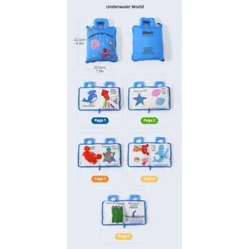 Jollybaby Quiet Book Montessori Toys, Toddlers Travel Toy, Preschool Learning Activities Early Educational Toy, 10 Sensory Activities Busy Book for Boys & Girls with Zipper(Underwater)