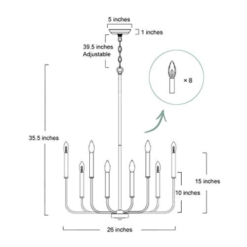 LALUZ 26" Dimmable Chandeliers for Dining Rooms