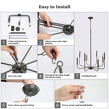 LALUZ 26" Dimmable Chandeliers for Dining Rooms