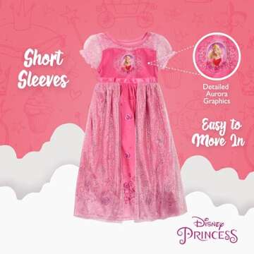 Disney Girls' Princess Fantasy Gown Nightgown, AURORA, 4T