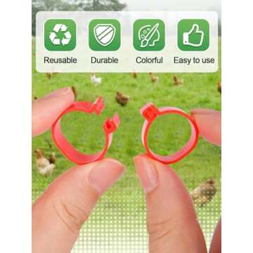 16mm 100 Pcs Chicken Leg Rings - Colorful Readable Numbered Chicken Identification Leg Bands, Durabl...