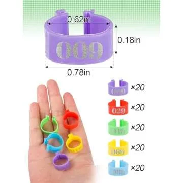 16mm 100 Pcs Chicken Leg Rings - Colorful Readable Numbered Chicken Identification Leg Bands, Durable Poultry Leg Bands Clip on Leg Rings for Ducks Chicks Chicken Guinea Pigeons Goose Gamefowl Turkey