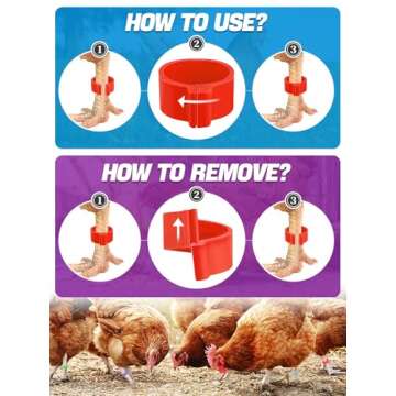 16mm 100 Pcs Chicken Leg Rings - Colorful Readable Numbered Chicken Identification Leg Bands, Durable Poultry Leg Bands Clip on Leg Rings for Ducks Chicks Chicken Guinea Pigeons Goose Gamefowl Turkey