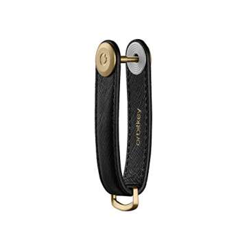 Orbitkey Saffiano Leather Key Organizer - Licorice Black for 7 Keys