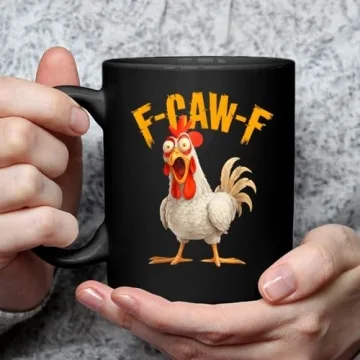 Funny F-Awk-F Chicken F-Caw-F Rooster Pun Retro Ceramic Coffee Mug