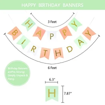 LITAUS Tri-Color Birthday Decorations - Pack of 19